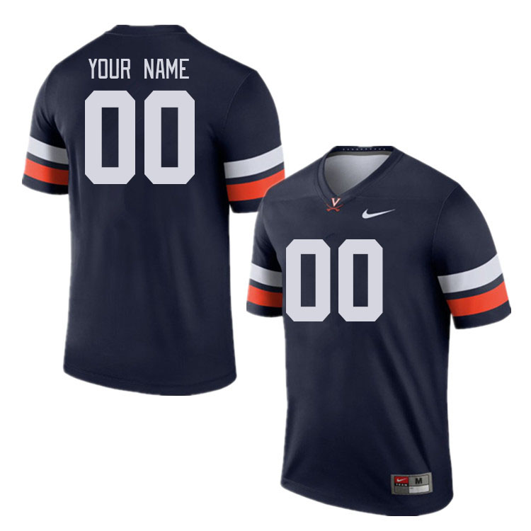 Custom Virginia Cavaliers Name And Number College Football Jerseys Stitched-Navy - Click Image to Close